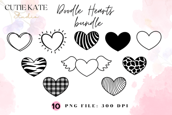 Download Doodle Heart Png Bundle,Valentine Png V1 - Valentine png Collection