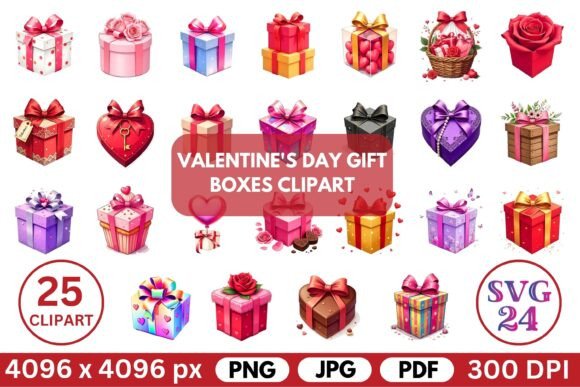 Download Valentine's Day Gift Boxes Clipart - Premium Bundle
