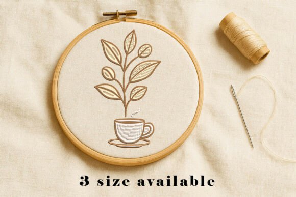 Download Coffee Plant Cup Embroidery Art - Embroidery Collection