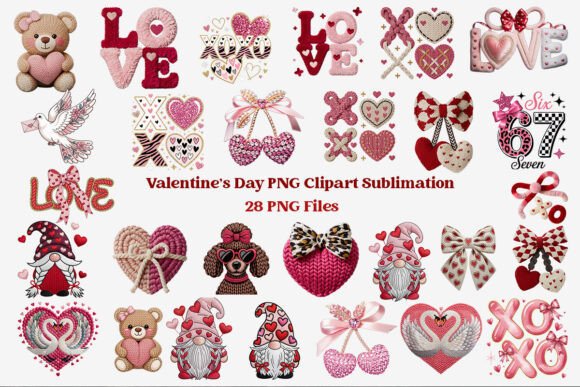 Download Faux Yarn Crochet Valentine PNG Bundle - Valentine png Collection