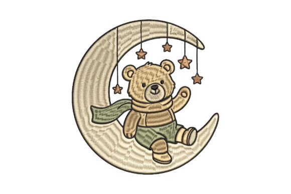Download Moon Teddy Bear Embroidery Design - Embroidery Collection