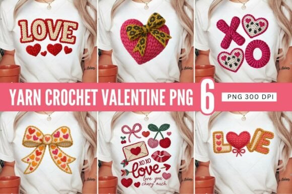 Download Valentine PNG Bundle, Faux Yarn Crochet - Valentine png Collection