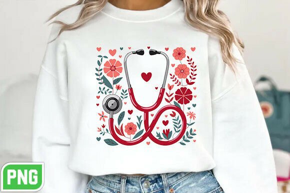 Download Floral Nurse Stethoscope Valentine PNG - Valentine png Collection