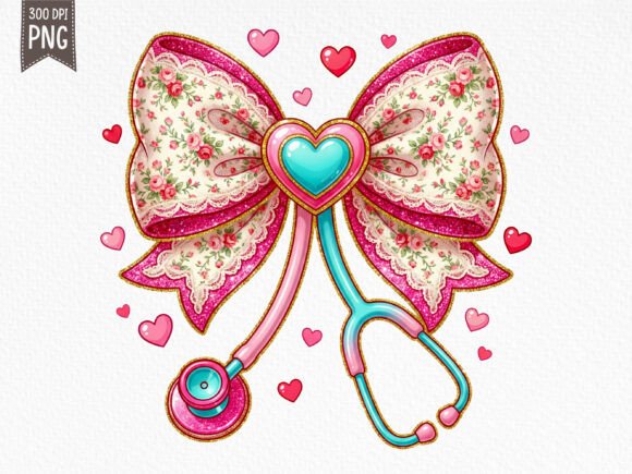 Download Nurse Bow Stethoscope Valentine PNG - Valentine png Collection