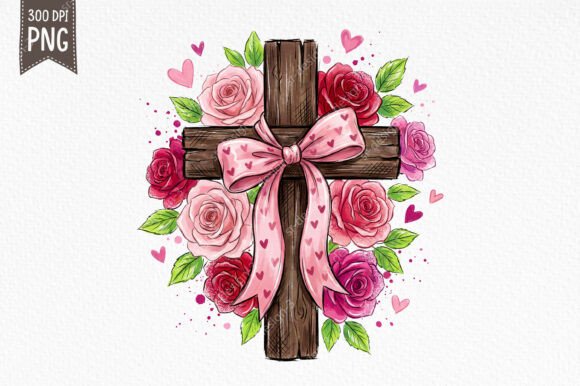 Download Floral Christian Cross Valentine PNG - Cross valentine png Collection