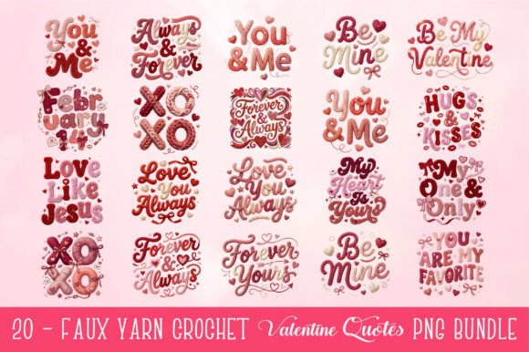 Download Faux Yarn Crochet Valentine PNG Bundle - Valentine png Collection