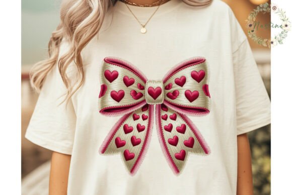 Download Faux Embroidery Heart Bow PNG Clipart - Embroidery Collection