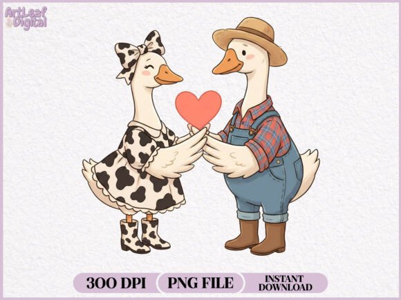 Download Goose Couple Holding Heart Valentine PNG - Valentine png Collection
