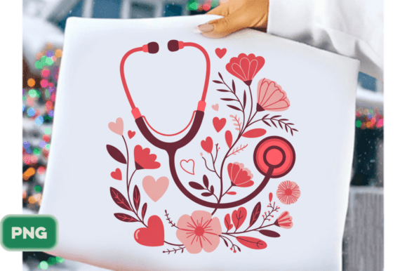 Download Floral Nurse Stethoscope Valentine PNG - Valentine png Collection
