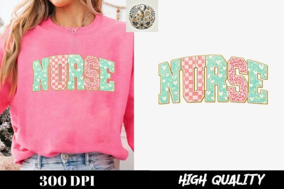 Download NURSE Valentine PNG – Retro Patchwork Nu - Valentine png Collection
